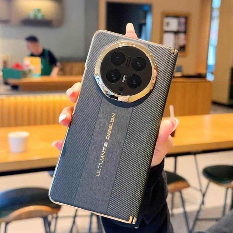 Applicable To Honor Magicv6 Mobile Phone Case Double Central Axis Hinge All-inclusive Honor Magicv6 Plain Leather Magnetic Case Extraordinary