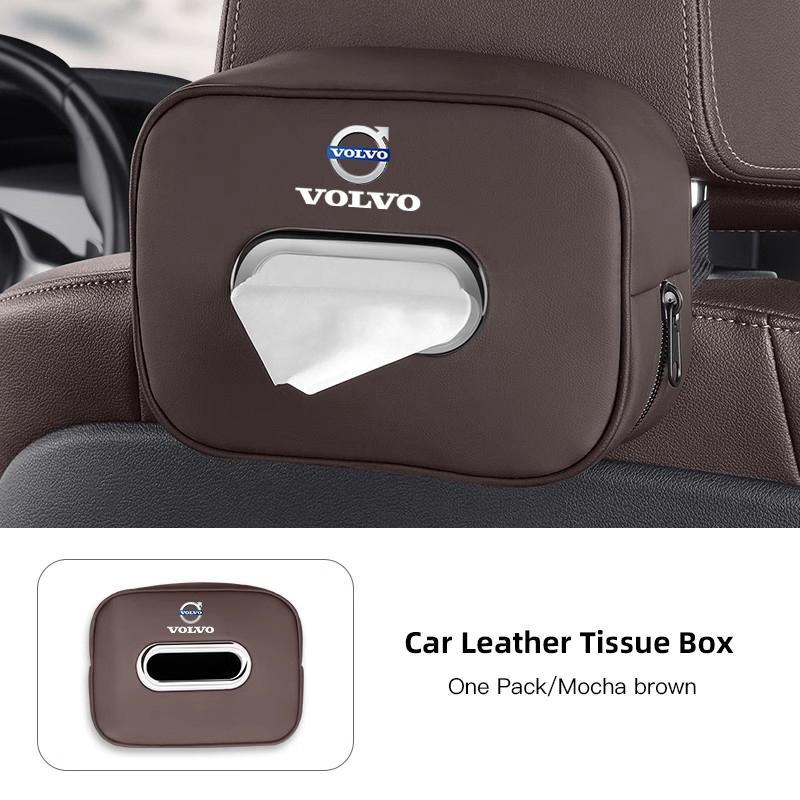 dhprs3 Advanced Leather Car Interior Tissue Box Kleenex Storage Bag Accessories For Volvo XC90 V90 V60 XC60 V40 EC40 EX40 S80 S60 S90