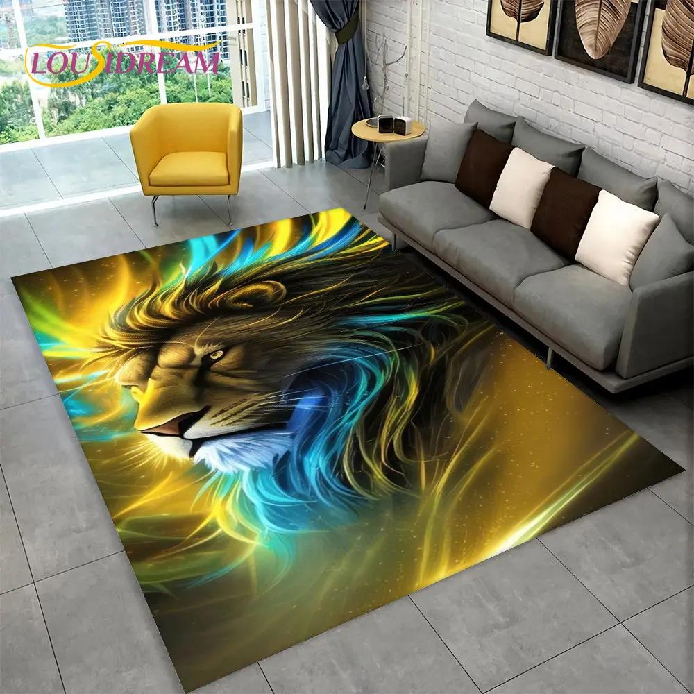 New Dream Lion Animal 3D-Teppich, groß, Teppich für Wohnzimmer, Schlafzimmer, Sofa, Fußmatte, Dekoration, rutschfeste Bodenmatte für Kinderspiele