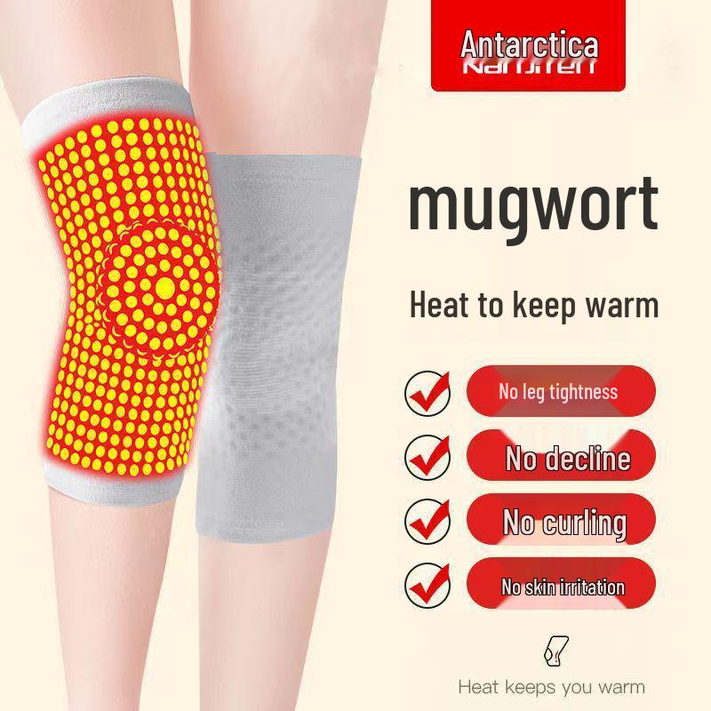 Mugwort Self-Heating Knee Pads for Men & Women - Warm, Non-Slip, Pure Cotton, Thin, Cold Protection for Air-Conditioned Rooms