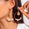 Hot Summer White Crushed Stone Starfish Alloy Pendant Earrings for Women, Beach Vacation Daily Matching Earrings