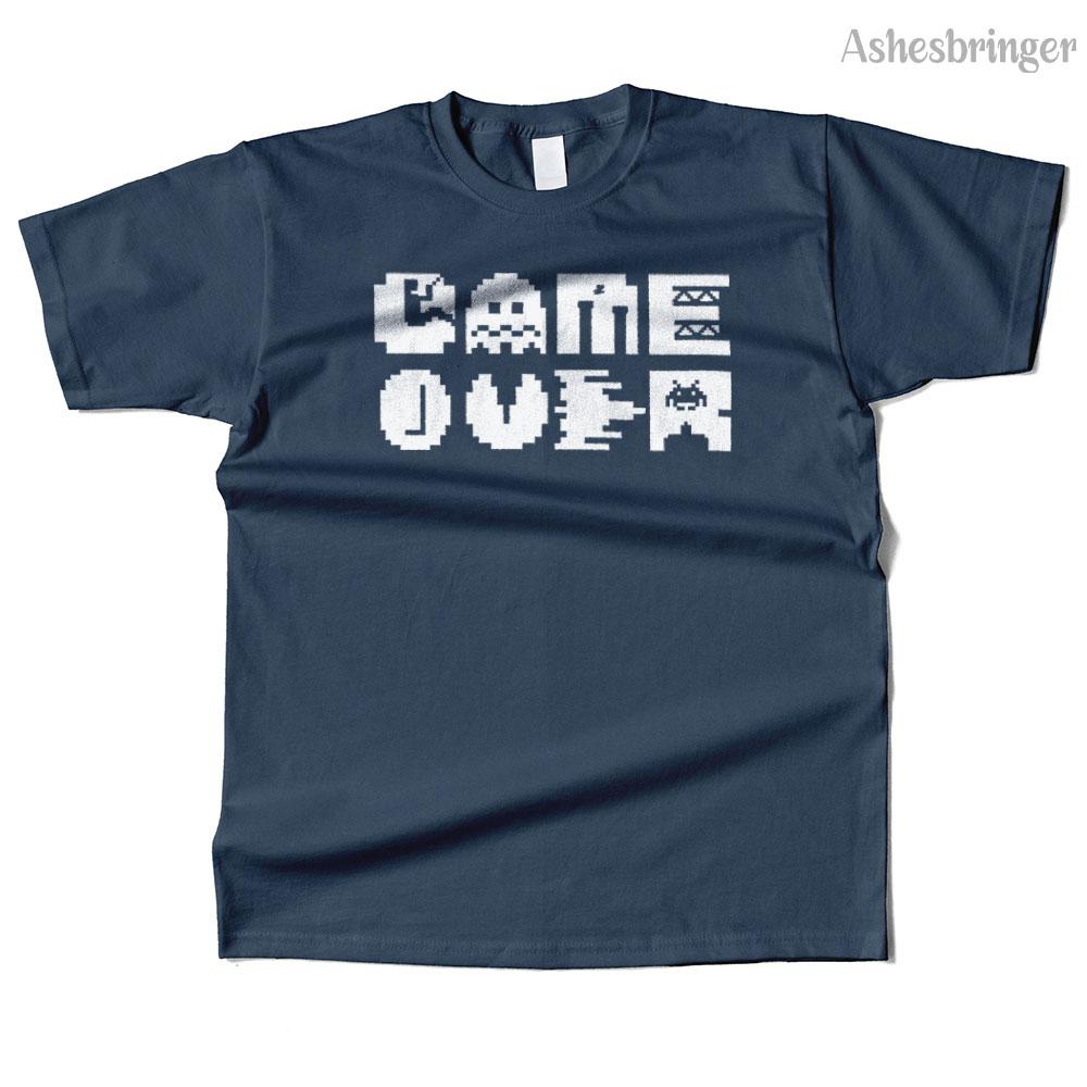 Herr Bomull Vintage Game Over 8 Bit Grafisk Söt T-shirt Street Casual Stil Tee för Män och Kvinnor