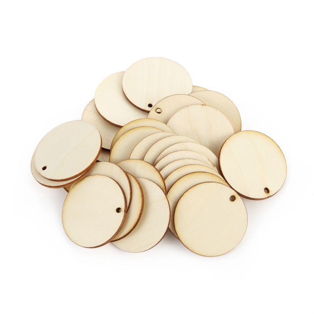 NEW Home Decoration Round Shape Slice Wooden Ornament Hanging Pendant Wood DIY Craft Wood Piece