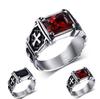Yunjin New Retro Men's Fashion Personality Inlaid Ruby Cross Ring Trendy Hip-hop Ring