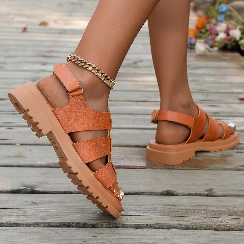 New Fashion Platform Sandals Women's Belt Buckle Platform Soft Bottom Line Sandals