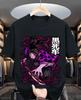 2026 Summer Demon Slayer Anime Kokushibo Printed Loose Shortsleeved Pure Cotton Childrens Tshirt Unisex Casual Loose Y2k