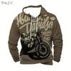 Sweatshirt Homme Impression Moto Vintage Mode de Rue Graphique à Capuche Confort Poche Manches Longues Hoodie Surdimensionné Vêtements