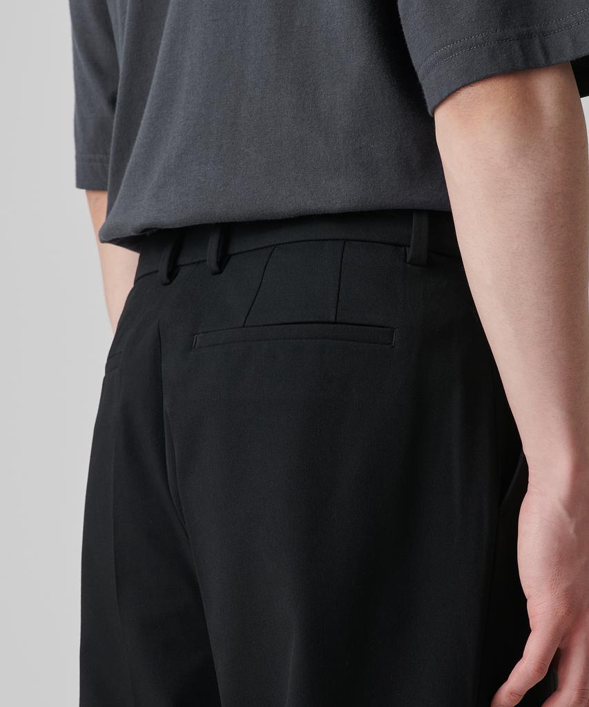 Musinsa Standard Reverse One-Pleat Wide Hidden Banding Slacks [Black]