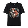 Schattige Cottagecore Bloemen Vos Esthetiek Dames Premium Katoen Bedrukte Tops Shirts Nieuwe Aankomst Volwassen T-Shirt Slim Fit Tops Shirt
