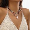 Collana Doppia Conchiglia Stile Boho Catena di Perline Boemia Choker Estiva