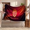 שמיכת פליז אישית של מונקו FC עם לוגו כדורגל, טקסט שם מותאם אישית, שמיכת פינוק רכה וחמה לבית