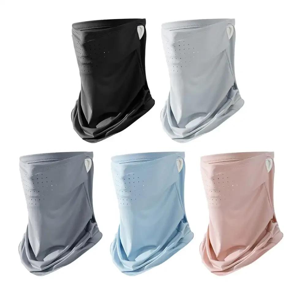 1PC UPF50+ Cooling Ice Silk Face Mask for Unisex Summer Breathable Face Neck Wrap Cover Hiking Fishing Sunscreen Balaclava Scarf