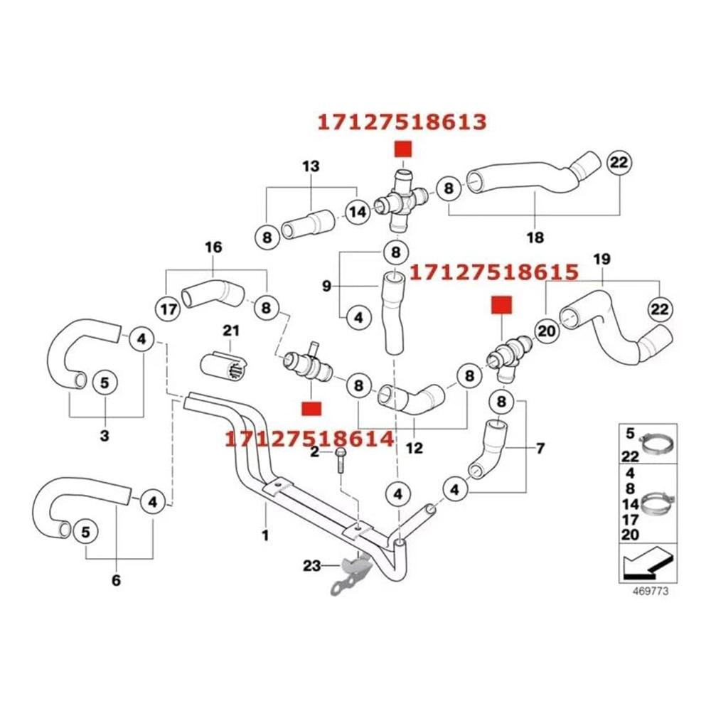 Cooling Heater Hose Connector Set T and 4 way For MINI Cooper S R52 R53 2002-2006