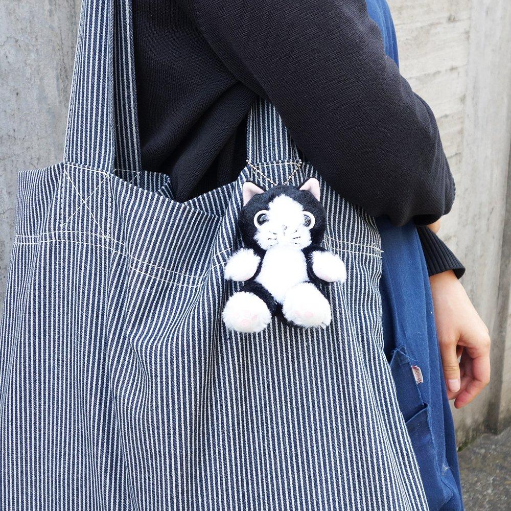 Naito Design Laboratory's "Maru No Osanpo" Mascot, Mikemaru, Cat, 12cm Tall, White, with Ball Chain, Plush Toy
