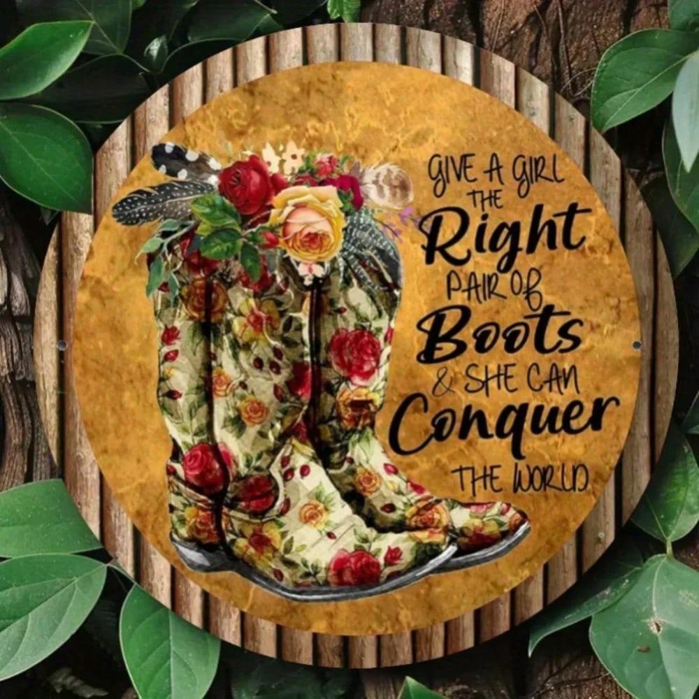 Metal Wall Art Boots and Wreath Rustic Farmhouse Decor Durable Gift for Home