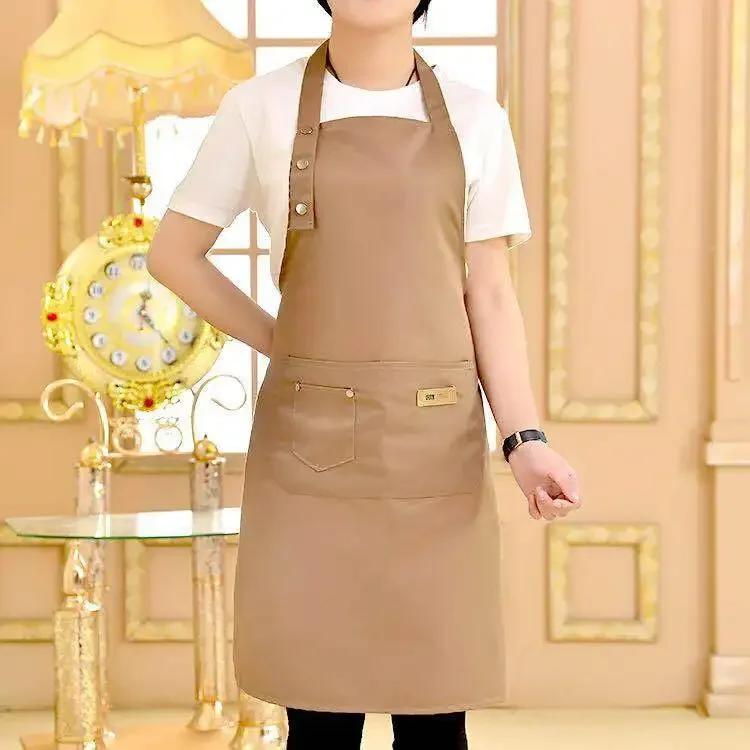 New Chef Waiter Cafe Shop Pure Color Cooking Apron for Woman Men BBQ Hairdresser Aprons Bibs Kitchen Accessory