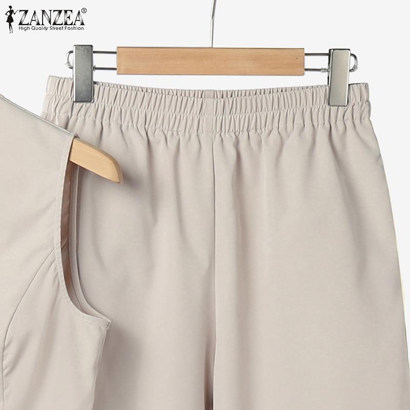 ZANZEA Summer Outfits Womens Tops and Wide Leg Pants Casual Two Piece Suit Set
