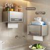 Durable Punch-Free Tissue Holder Wall Mounted Multifunctional Tissue Storage Box Aluminum Roll Paper Rack Bathroom