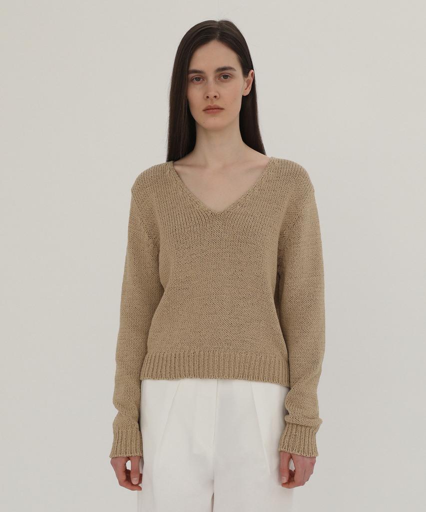 Leuba V-Neck Pullover Knit - Beige