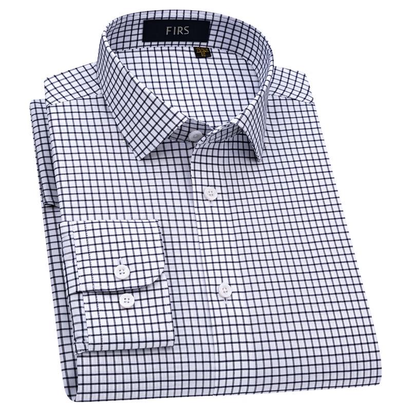 FIRS Men's Pure Cotton Non-Iron Plaid Business Shirt