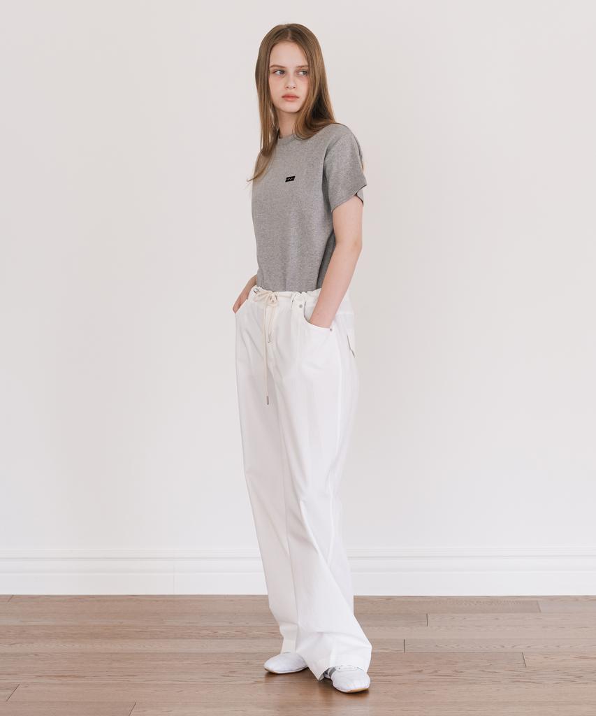 INJIACTIVE Wide String Cotton Pants Ivory