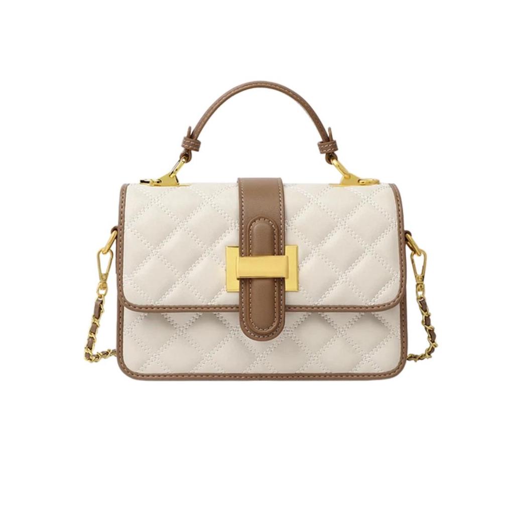 YUYULA Crossbody Bag, Leather Handbag, Chain Bag, White