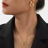 Women's Fashion Jewelry Set Geometric Circle Pendant Necklace and Earrings Set Multi-Piece Set Suitable for Daily and Vacation