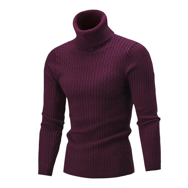 Men's Casual Slim Turtleneck Sweater Warm Long Sleeve Tops Knitwear Plus Size Warm SlimBase Suit Keep Warm Clothes Long Top