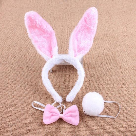 Animal Costume Ears Headband Tail Bow Tie Set for Toddlers And Kids Adjustable Plush Animal Costume for Halloween Cosplay Performance