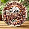 Panneau de bienvenue vintage Art Métallique Rond Décoration d'Atelier Palette de Peinture