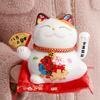 5 Inch Ceramic Fortune Cat Waving Hand Lucky Cat Plutus Cat Battery Powered Feng Shui Maneki Neko Best Gift Home Decoration