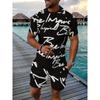 Fashion Men's Summer Personalized Letter Print Breathable Round Neck T-shirt Shorts Set Outdoor Street Casual Plus Size Tees Top Women Clothing