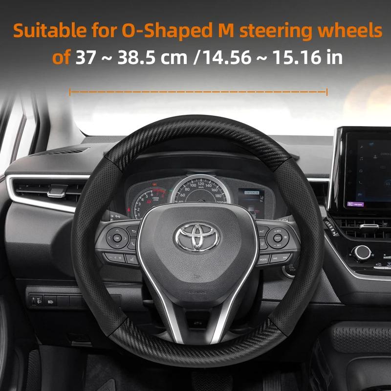 Nlzh6 For Toyota Carbon Fiber Texture Perforated Leather Steering Wheel Cover Chr Yaris Auris Corolla Rav4 Land Cruiser Prado Hilux