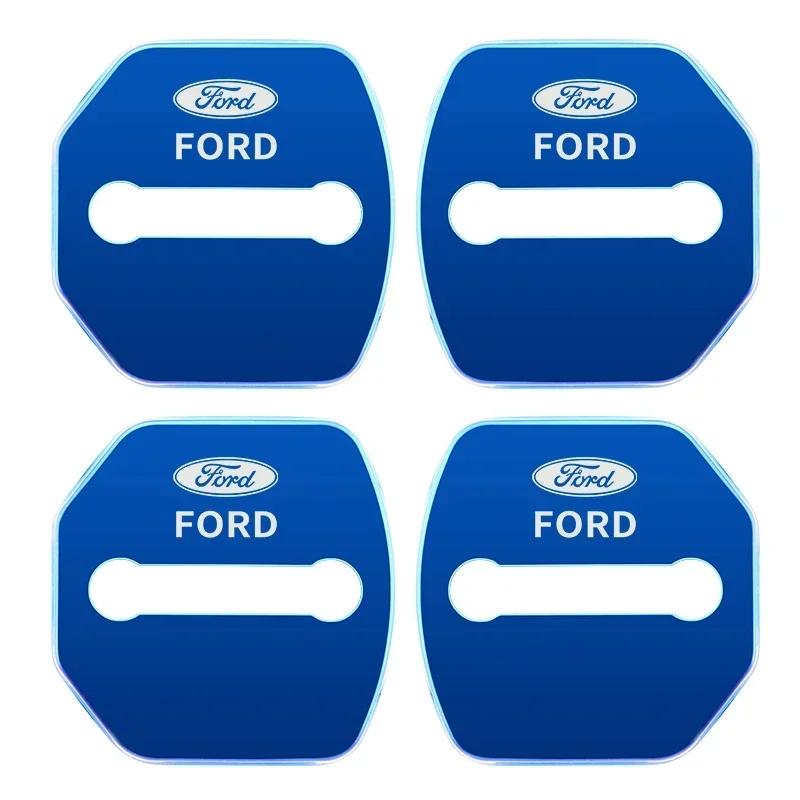 Car Sticker 2026 Ford 4pcs Door Lock Decoration Protection Cover Emblem Case For Ford Kuga Territory Focus RS Escort Fiesta Mond