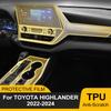 Pre-cut Transparent TPU Film for Toyota Highlander 2026 2026 2026 Interior Gear Panel Center Console PPF Protection Accessories