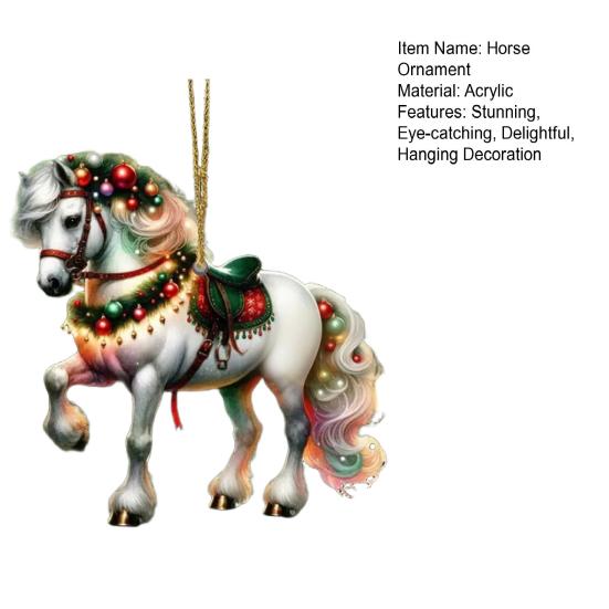 Christmas Horse Ornament 2D Flat Acrylic Christmas Tree Ornament Horse Gifts for Women Horse Lovers Farmers Friends