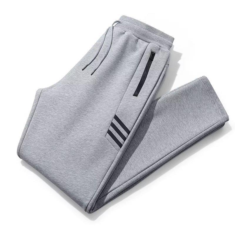 Men's Plus Size Velvet Sports Pants - Cuffed, Straight Leg Casual Sweatpants for Autumn and Winter