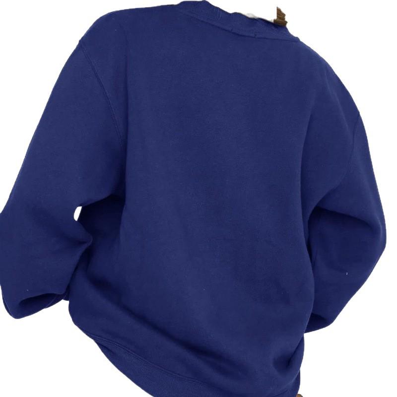 Women's Fleece-Lined Round Neck Casual Sweatshirt, Loose-Fit Style for Couples