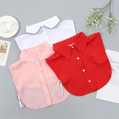 Women Cotton Lace Fake Collar Blouse Vintage Detachable Collar Women Shirt False Tie Lapel Blouse Top Clothes Accessories for Daily Use