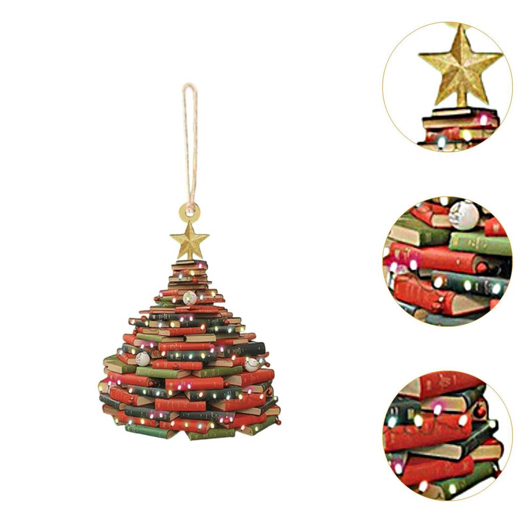 Book Christmas Tree Decoration Xmas Ornaments Home Decor Party Supplies Stack of Books Pendant for Window Wall Garden Yard Porch
