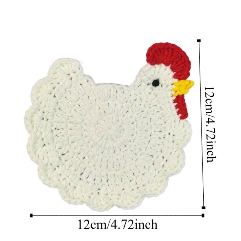 Funny Handmade Crochet Coaster Soft Fabric Cartoon Design Drink Cup Pads Non-Slip Heat Resistant Insulation Placemat Home Decor
