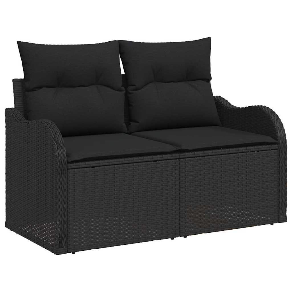Garden Sofa Set with Cushions and Storage 8 Pcs Black