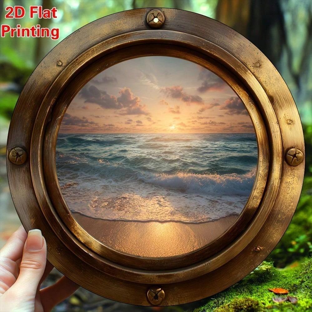 Aluminum Metal Wall Art 8x8 Inches Round Bohemian Sign Flat Decor For Home Garden Kitchen Office