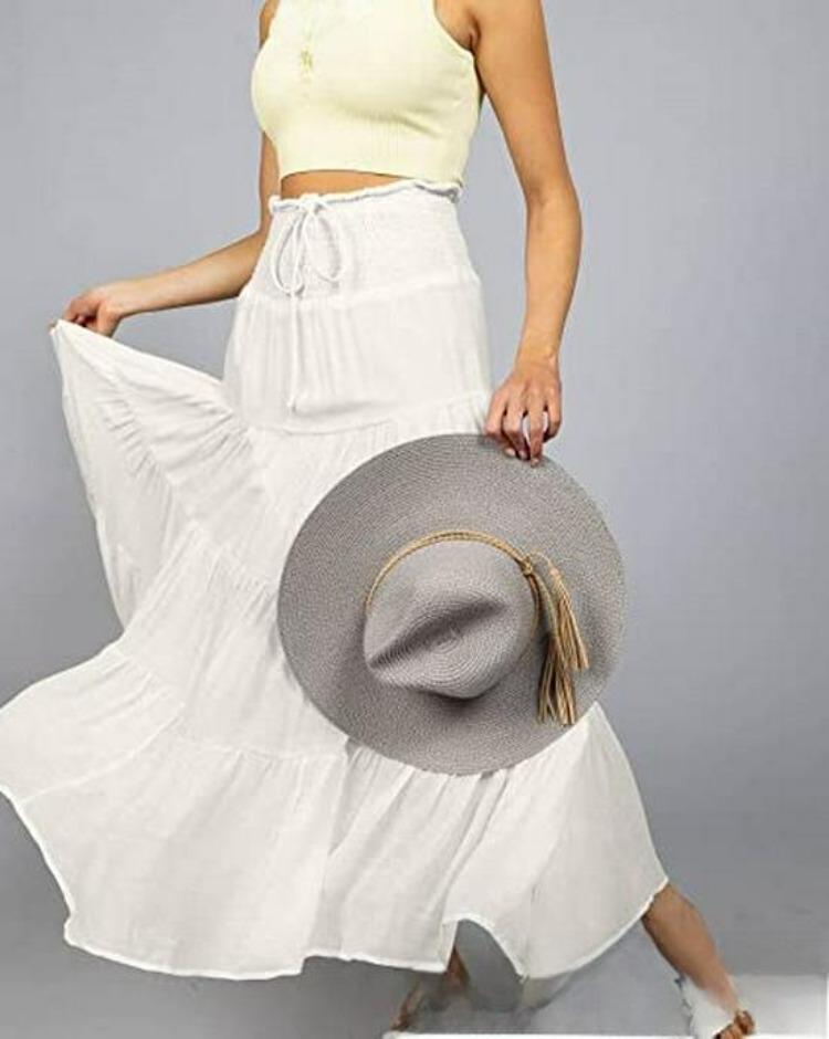 Women Bohemian High Waist Elastic A-Line Skirt Summer 2022 Fashion