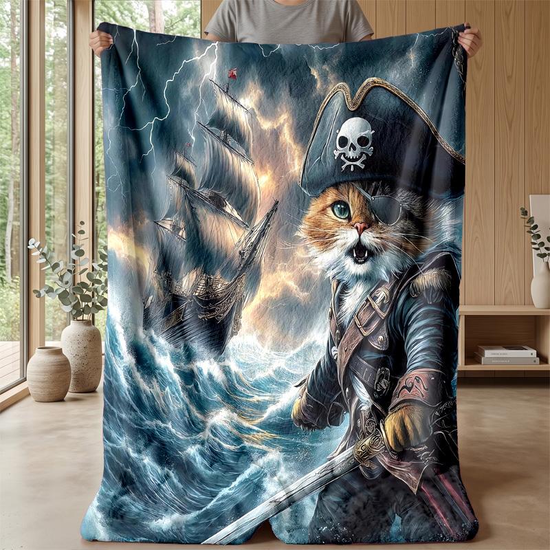 Pink Heart with Kitten and Flowers Theme Blanket Lightweight Warm Flannel Blanket Decorative Throw Blanket for Home Decoration