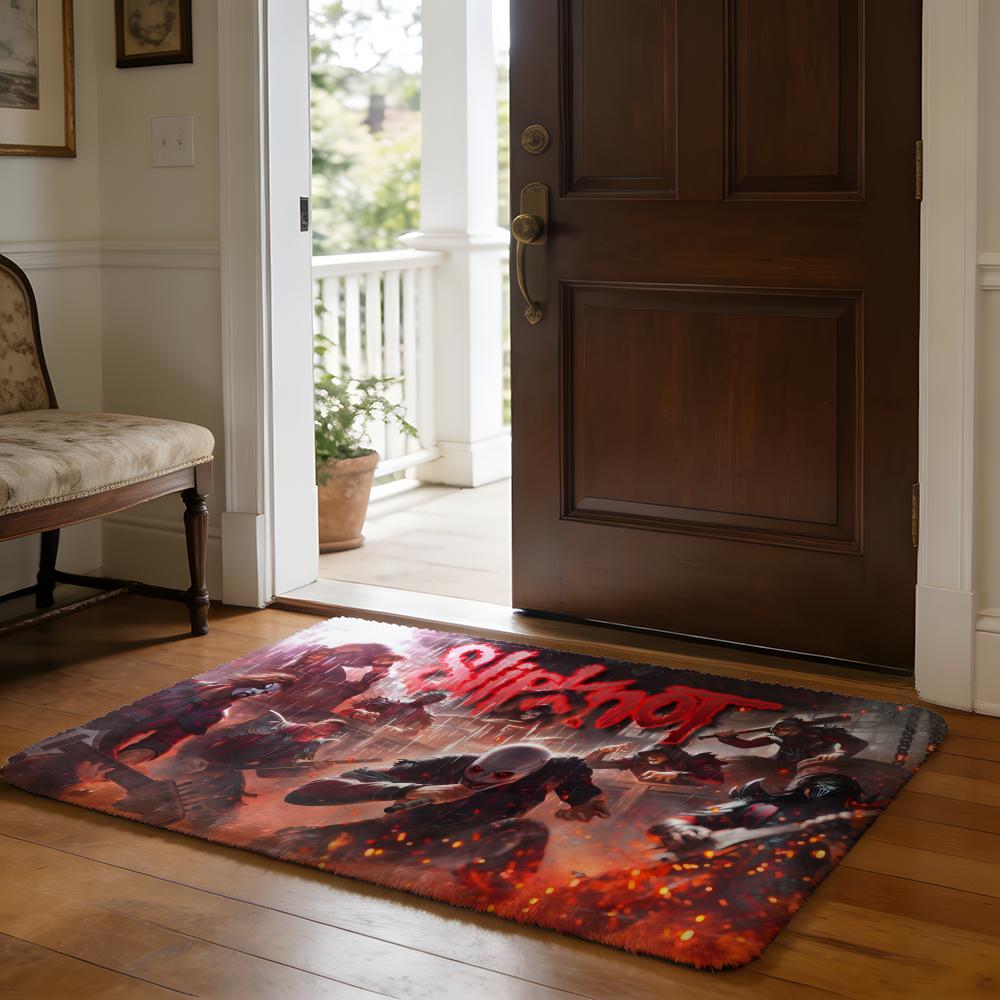 Vloerkleed Zacht Flanellen Tapijt Antislip Absorberend Mat voor Badkamer Slaapkamer Woondecoratie Rockband S-slipknot