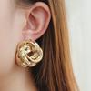Simple Gold Color Spiral Twist Knot Earrings For Women Irregular Metal