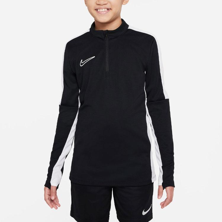 Nike Dri-FIT Color Block Logo Football Training Long Sleeve T-Shirt Kids Tops Black DR1356-010