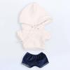 niannyyhouse 15cm Plush Clothes Hoodie, Jeans, Cotton Doll Clothes, Dress-Up (White)