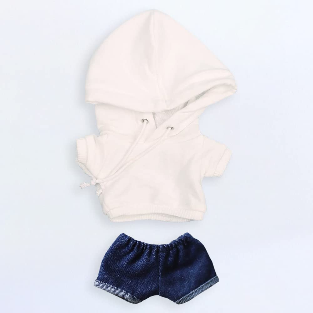 niannyyhouse 15cm Plush Clothes Hoodie, Jeans, Cotton Doll Clothes, Dress-Up (White)